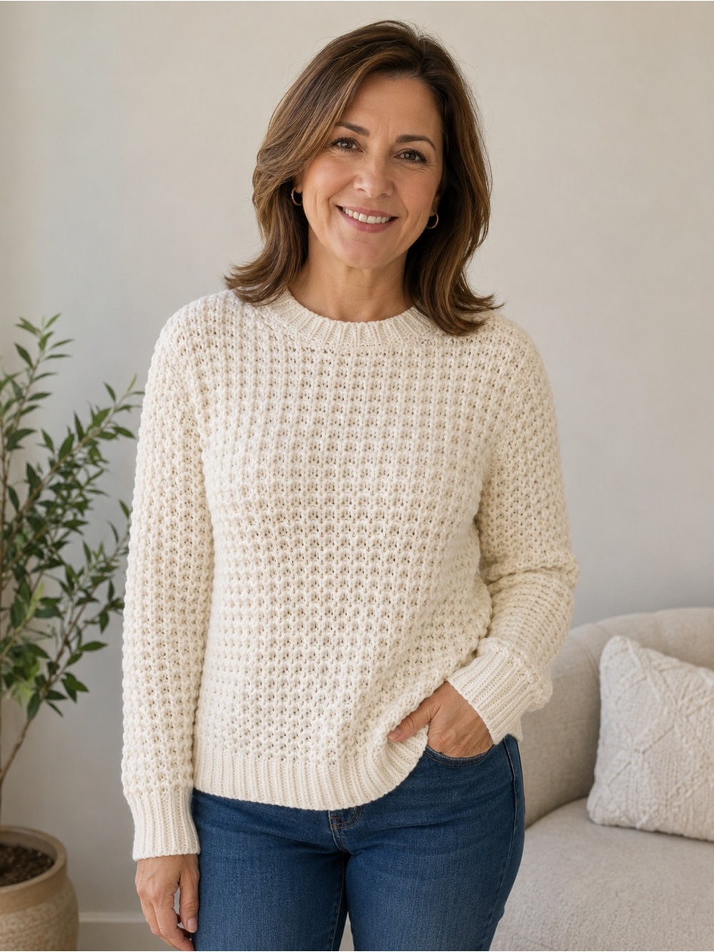 ACNE ivory Women's Knit soft  Sweater SMALL
